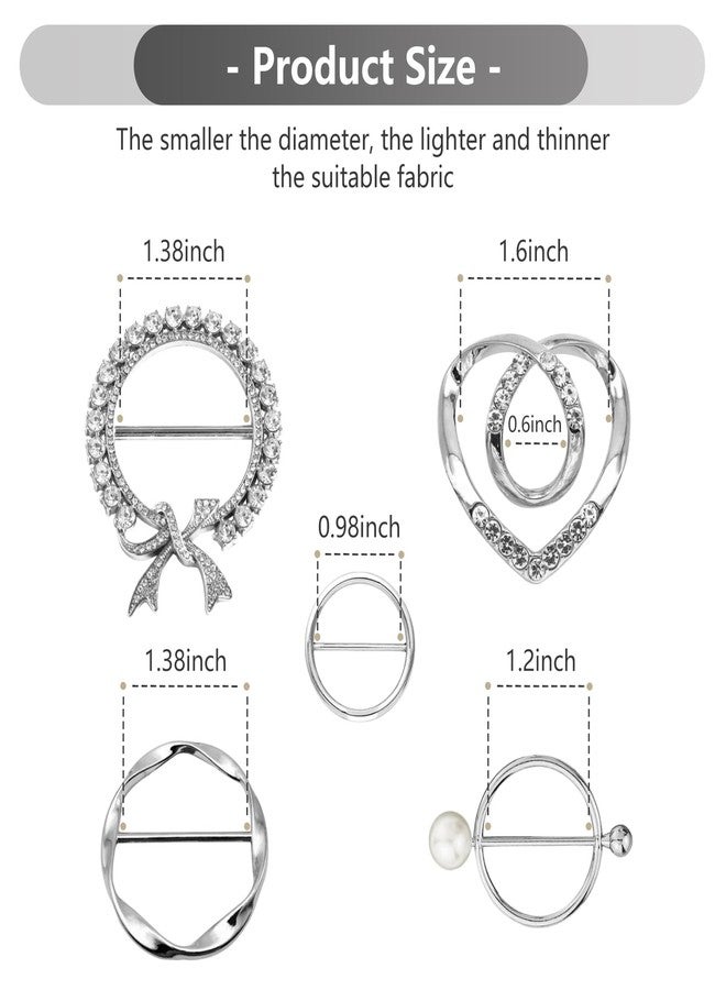 DHATMYC 5 Pcs Scarf Ring and Slides T Shirt Tie Clips for Women Clothing Tops Side Waist Tightener Cincher Knot Holder - Image 3